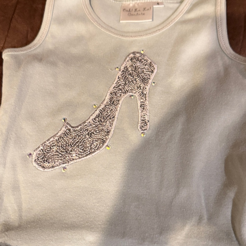 Ooh! La, La! Couture Blue “Cinderella” Dress with Silver Shoe  Detail - size 4 - Picture 2 of 7